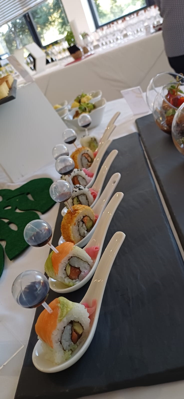 Individual savoury canapés presented in tasting glasses